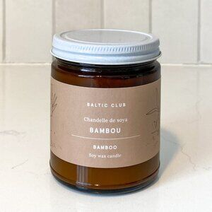 NWT Bamboo Scented Candle in Brown Glass Jar with Screw Top Lid